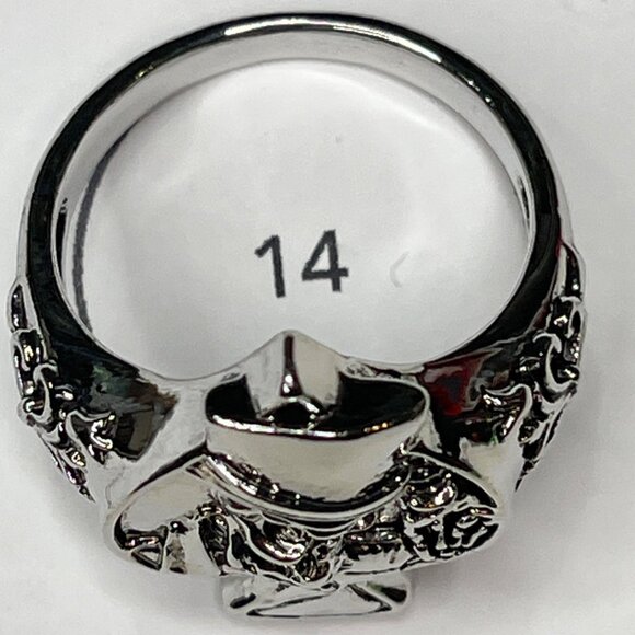 Skull Cowboy Ace Of Spades Stainless Steel Ring Size 14 A591 - Picture 2 of 8